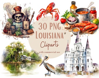 Louisiana clipart, Watercolor Louisiana png files, Louisiana Bayou png files, mardi gras png, crawfish png, watercolor clipart, clipart