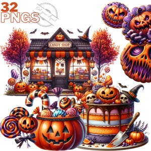 Ensemble d'illustrations de bonbons d'Halloween, clipart d'Halloween pour tous vos projets créatifs, usage commercial inclus