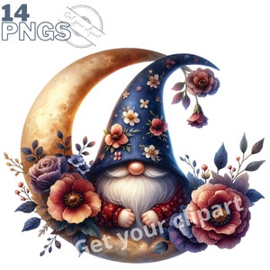 Set di illustrazioni di gnomi celesti, clipart invernali per tutti i tuoi progetti creativi, uso commerciale incluso