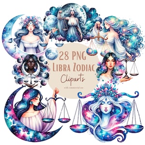 Set illustraties van sterrenbeelden Weegschaal, aquarel clipart voor al uw creatieve en professionele projecten