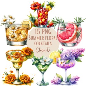 Summer Cocktails Clipart Bundle, Summer Cocktails, Summer Graphics ...