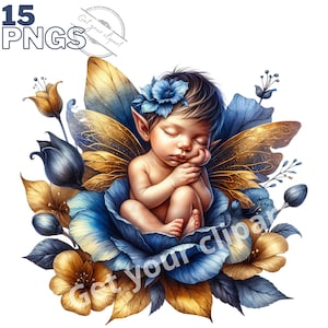 Ensemble d'illustrations de fées et de fleurs, cliparts féériques pour tous vos projets créatifs et professionnels, usage commercial inclus