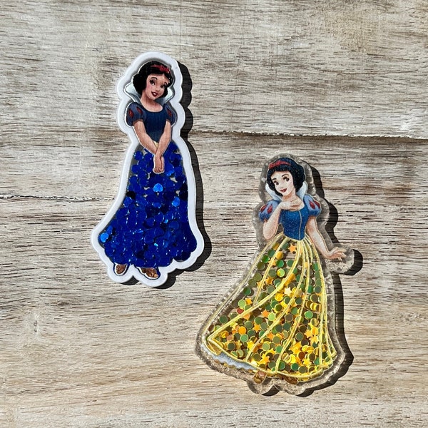 Snow White and the Seven Dwarfs Acrylic Shakers | Hair Bow Center, Key Ring, Scrapbook Embellishment