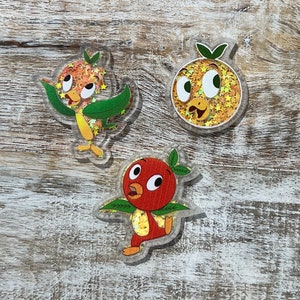 Agitadores acrílicos Orange Bird | Centro de laço de cabelo, chaveiro, enfeite de álbum de recortes
