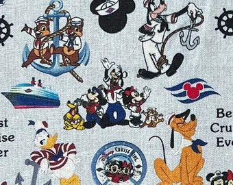 Best Cruise Ever Goofy, Pluto, Mickey, Minnie, Chip and Dale 100% Cotton Print | Fat Quarter | Tumbler