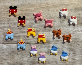 Resina de personajes de Disney 3D / Mickey, Minnie, Donald, Daisy, Dumbo, Piglet, Winnie Pooh / Hair Bow Center, Llavero, Adorno de álbum de recortes