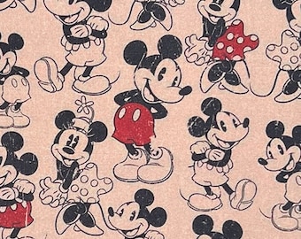 Tela 100% algodón con estampado vintage de Mickey Mouse