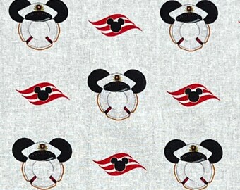 18" x 10" Remnant Mouse Cruise Vacation Print 100% Cotton Fabric