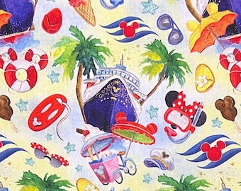 18" x 10" Disney Cruise Vacation Print 100% Cotton Fabric