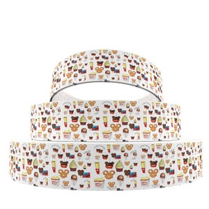 Theme Park Snack Treats 1" or 1.5" Grosgrain Ribbon