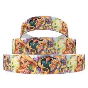 Tangled Rapunzel and Flynn Rider 1" or 1.5" Grosgrain Ribbon