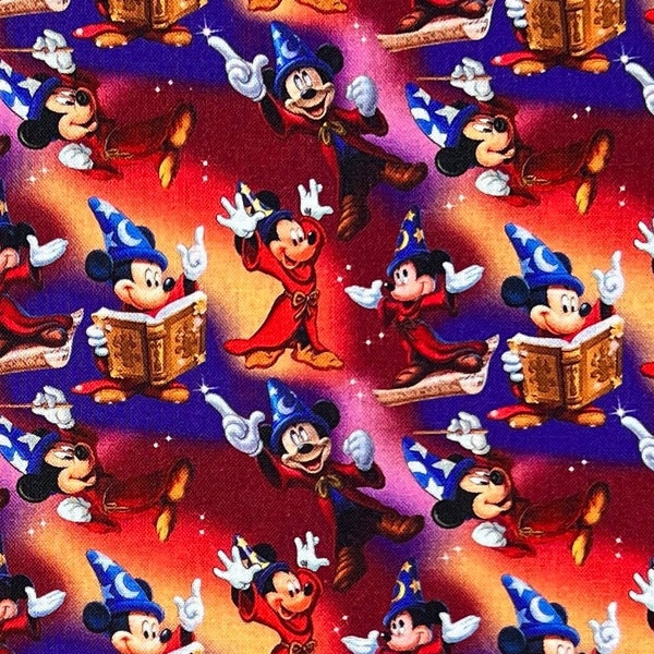 Fantasia Sorcerer Mickey Mouse Print 100% Cotton Fabric