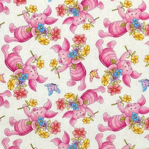 Winnie the Pooh Piglet Print 100% Cotton Fabric