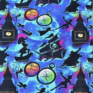 Peter Pan Never Grow Up Print 100% Cotton Fabric