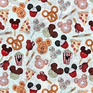 Theme Park Snack Treats Print 100% Cotton Fabric