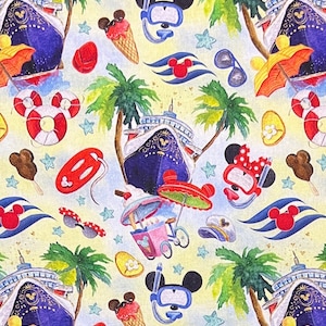 Disney Cruise Line Print 100% Cotton Fabric