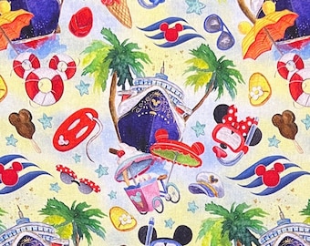 Disney Cruise Line Print 100% Cotton Fabric