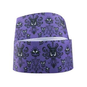 Haunted Mansion Attraction Purple Wallpaper Print 2" Grosgrain Ribbon
