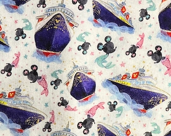 18" x 10" Disney Cruise Vacation Print 100% Cotton Fabric