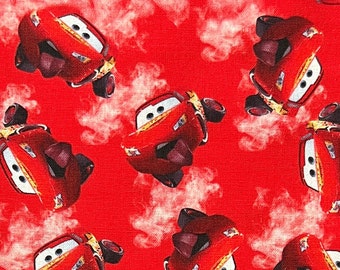 Cars Lightning McQueen Print 100% Cotton Fabric