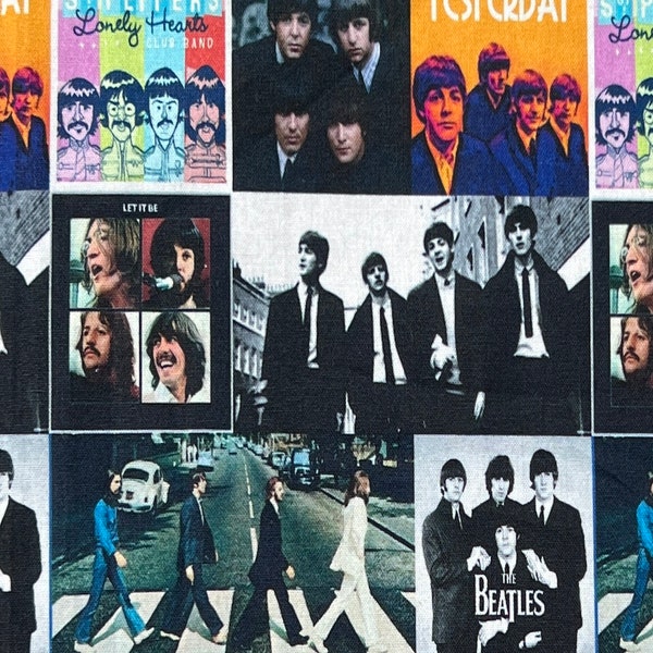 Tessuto di cotone 100% con stampa dell'album dei Beatles