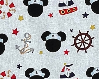 18" x 10" Mouse Cruise Vacation Print 100% Cotton Fabric