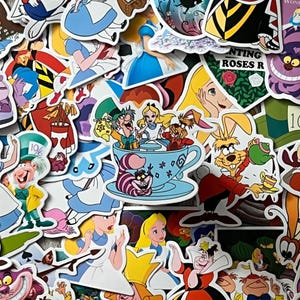 Alice in Wonderland Stickers -- Waterproof -- Laptop, Hydro Flask, Scrapbooking, Journaling, Luggage, Skateboard, Diary, Phone Case