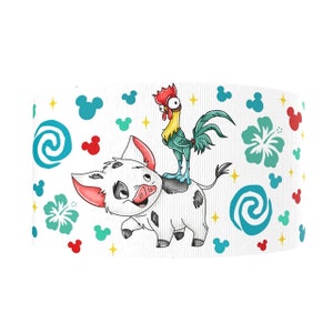 Moana Pua and Hei Hei 1" or 1.5" Grosgrain Ribbon