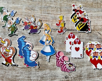 Alicia en el País de las Maravillas de Disney Resina de Espalda Plana / Conejo Blanco, Gato de Cheshire, Sombrerero Loco / Centro de Lazo para el Cabello, Llavero, Adorno de Álbum de Recortes