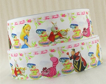 Alice in Wonderland Tea Time 1.5" Grosgrain Ribbon
