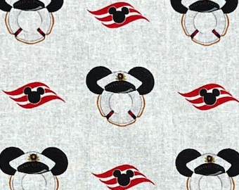 Mickey Mouse Cruise Line Print 100% Cotton Fabric