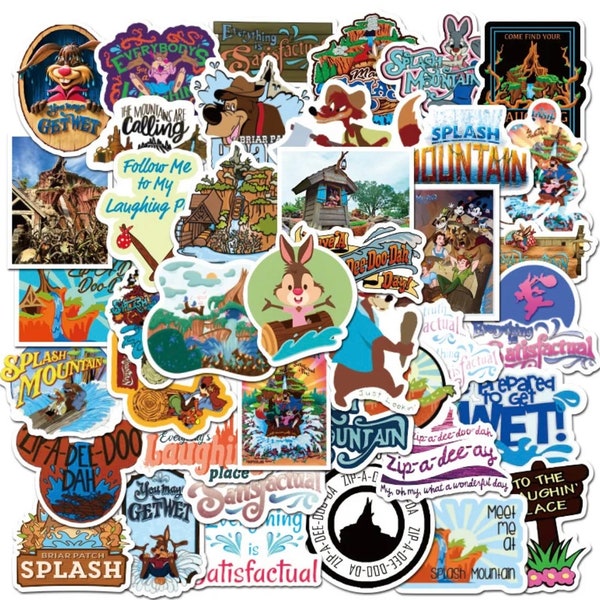 Splash Mountain Stickers -- Waterproof -- Laptop, Hydro Flask, Scrapbooking, Journaling, Luggage, Skateboard, Diary, Phone Case