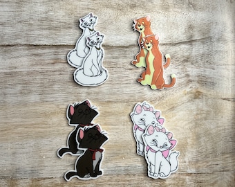 Resina de espalda plana Aristocat de Disney / Marie, Toulouse, Berlioz, Thomas O'Malley, Duquesa/ Hair Bow Center, Llavero, Adorno de álbum de recortes