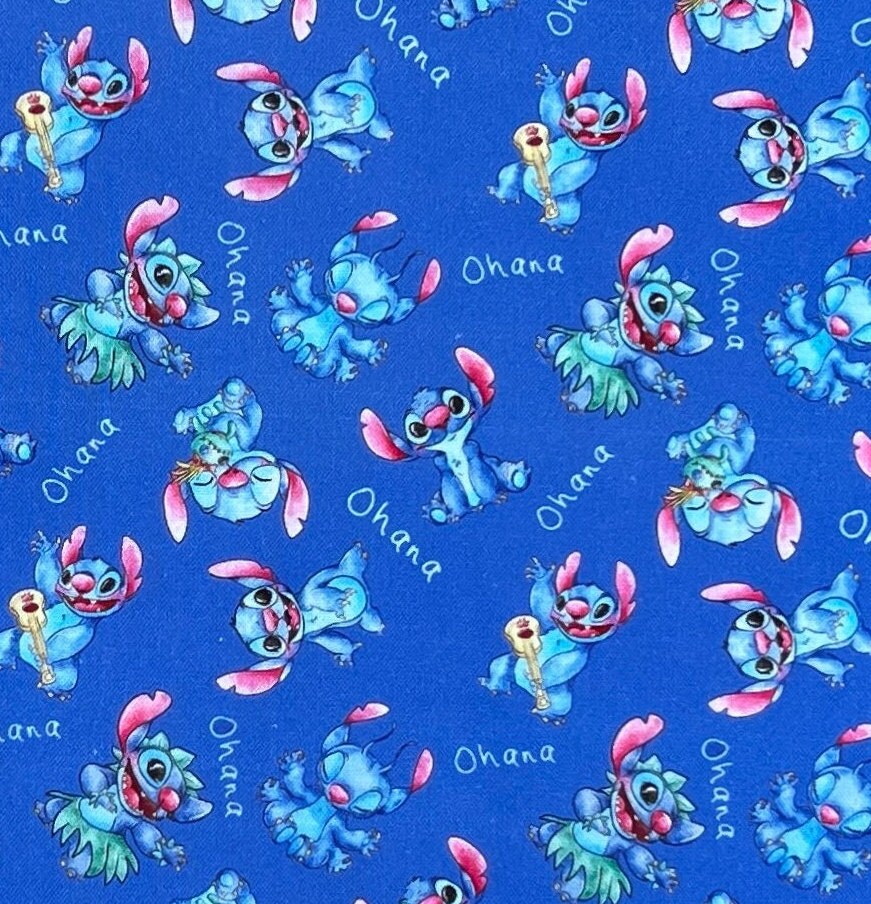 18 x 10 Disney Stitch Fabric 100% Cotton Fabric Remnant Lilo & Stitch  Fabric Scrump