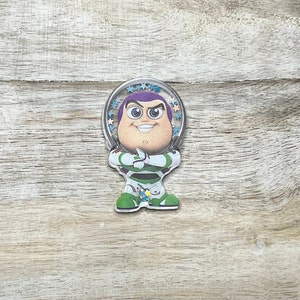 Agitadores acrílicos de Toy Story Buzz Lightyear, centro de lazo para el cabello, llavero, adorno para álbum de recortes