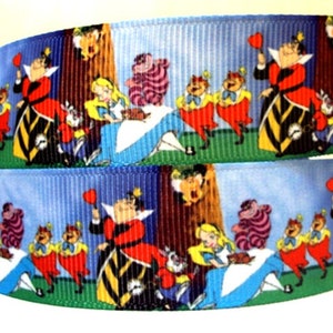 Alice in Wonderland Queen of Hearts 1" Grosgrain Ribbon
