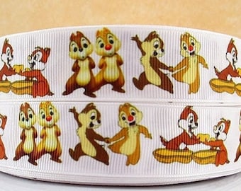 Cinta de grosgrain Chip and Dale de 1"