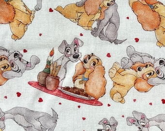 Disney's Lady and the Tramp Print 100% Cotton Fabric