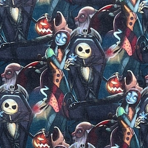 Tissu 100 % coton à imprimé cauchemar Jack Skellington et Sally