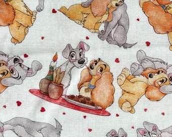 18" x 10" Remnant Disney Lady and the Tramp Print 100% Cotton Fabric