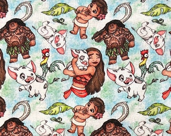 Moana, Pua e Hei Hei stampa tessuto 100% cotone
