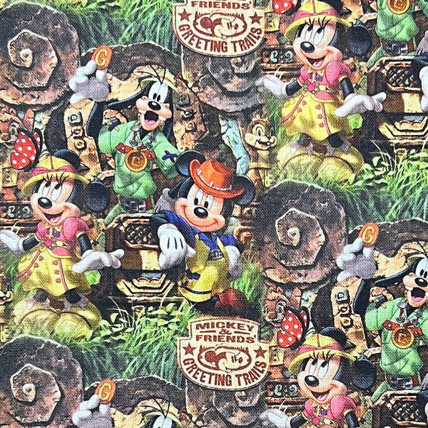 Safari Mickey Mouse, Minnie, Goofy Print 100% Cotton Fabric | Fat Quarter | Tumbler