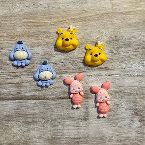 3D Disney Winnie the Pooh Resin | Tigger, Eeyore, Piglet | Hair Bow Center, Key Ring, Scrapbook Embellishment