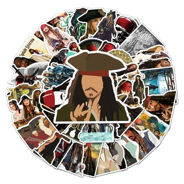 Pirate's of the Caribbean Stickers -- Waterproof -- Laptop, Hydro Flask, Scrapbooking, Journaling, Luggage, Skateboard, Diary, Phone Case
