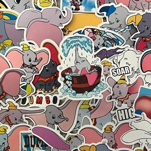 Dumbo Stickers -- Waterproof -- Laptop, Hydro Flask, Scrapbooking, Journaling, Luggage, Skateboard, Diary, Phone Case