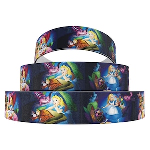 Alice in Wonderland Tea Party 1" or 1.5" Grosgrain Ribbon