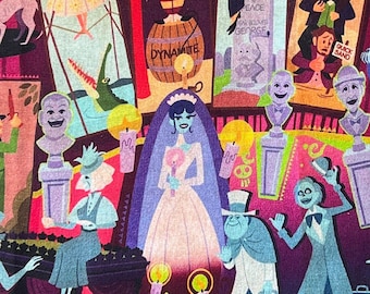 18" x 10" Remnant Haunted Mansion Ghost Bride Print 100% Cotton Fabric