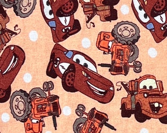 Cars Lightning McQueen and Tow Mater Print 100% Cotton Fabric