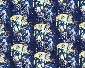 18" x 10" Remnant Nightmare Jack Skellington, Corpse Bride, Beetlejuice Print 100% Cotton Fabric