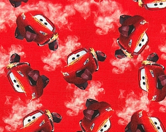Cars Lightning McQueen Print 100% Cotton Fabric | Fat Quarter | Tumbler